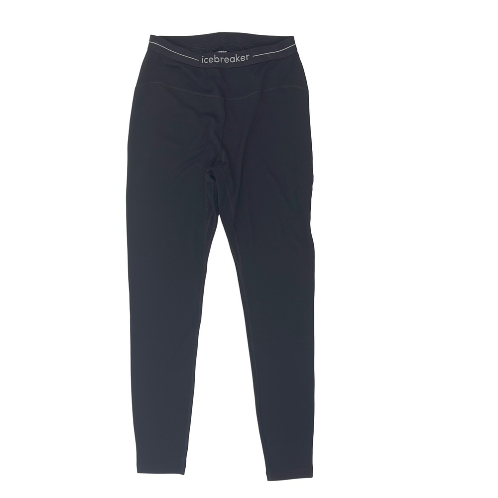Icebreaker 300 Merino‎ Wool Base Layer Leggings Women LG Black Thermal - Picture 2 of 6
